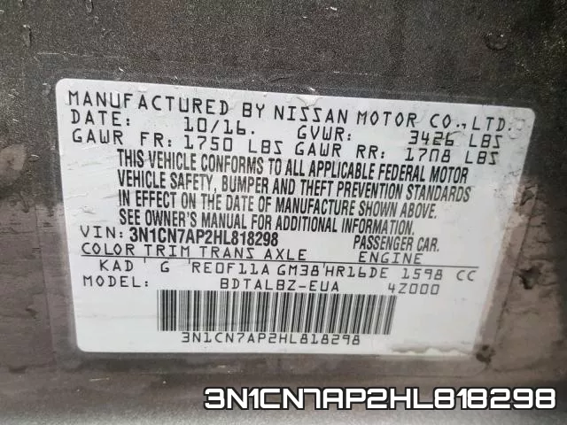 3N1CN7AP2HL818298 фото 2