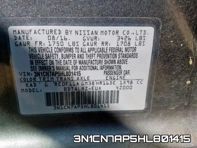 3N1CN7AP5HL801415 фото 2