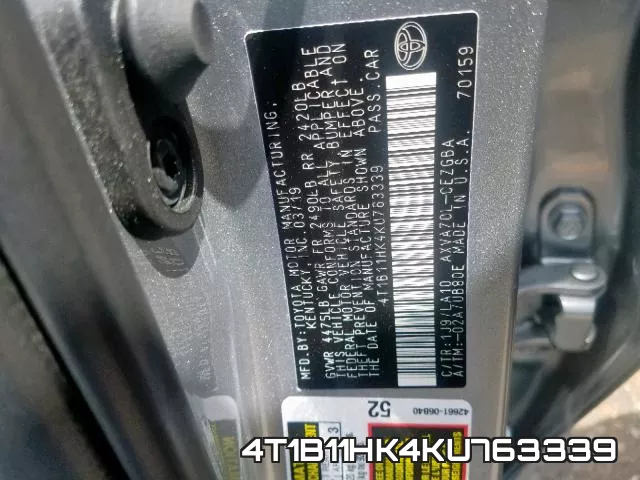 4T1B11HK4KU763339 фото 2