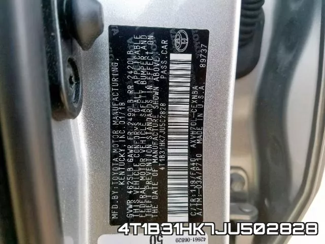 4T1B31HK7JU502828 фото 2