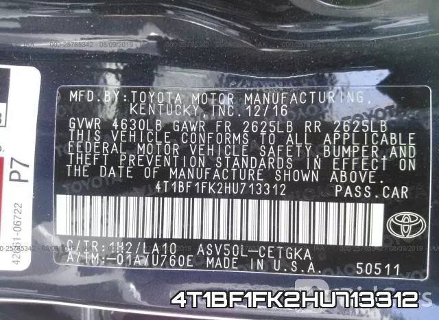 4T1BF1FK2HU713312 фото 10