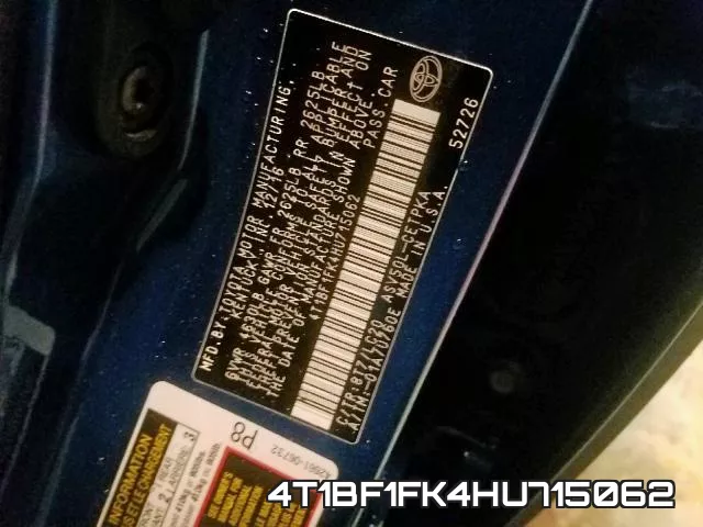 4T1BF1FK4HU715062 фото 2