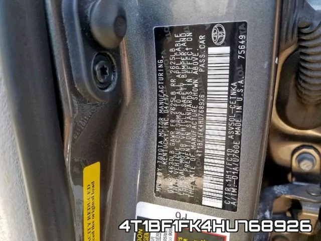 4T1BF1FK4HU768926 фото 2