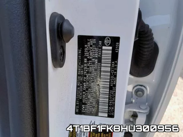 4T1BF1FK8HU300956 фото 2