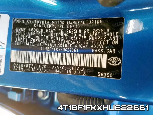4T1BF1FKXHU622661 фото 2