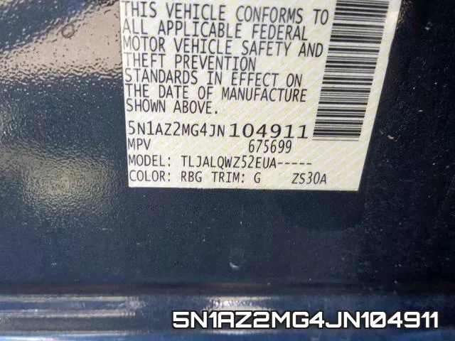 5N1AZ2MG4JN104911 фото 2