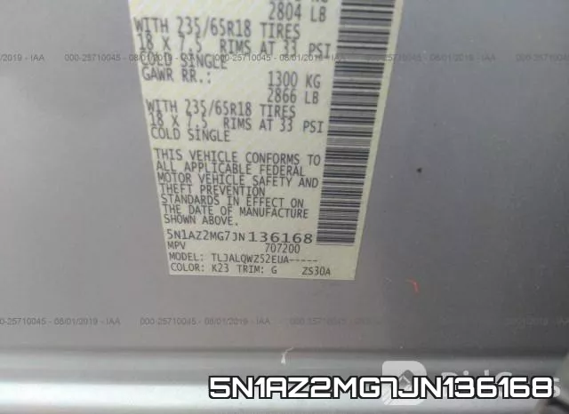5N1AZ2MG7JN136168 фото 10