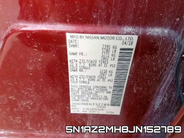 5N1AZ2MH8JN152789 фото 2