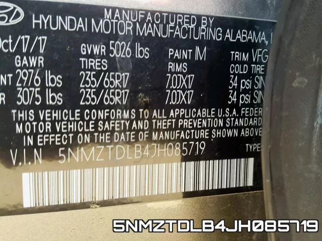 5NMZTDLB4JH085719 фото 2