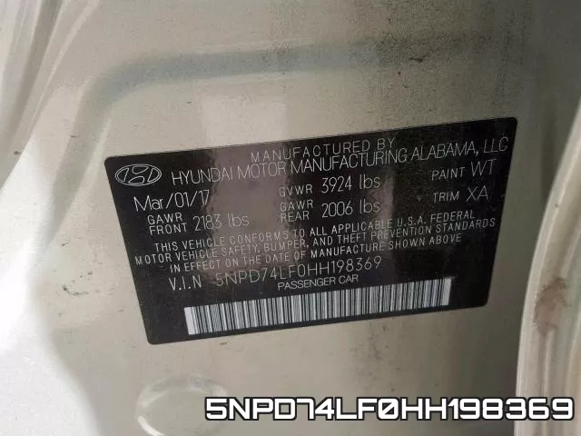 5NPD74LF0HH198369 фото 2