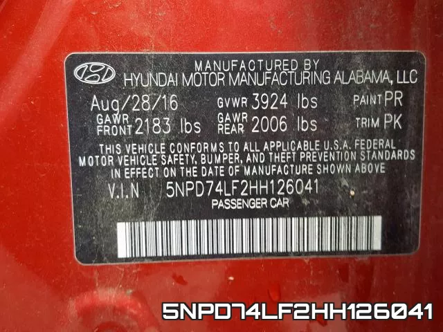 5NPD74LF2HH126041 фото 2