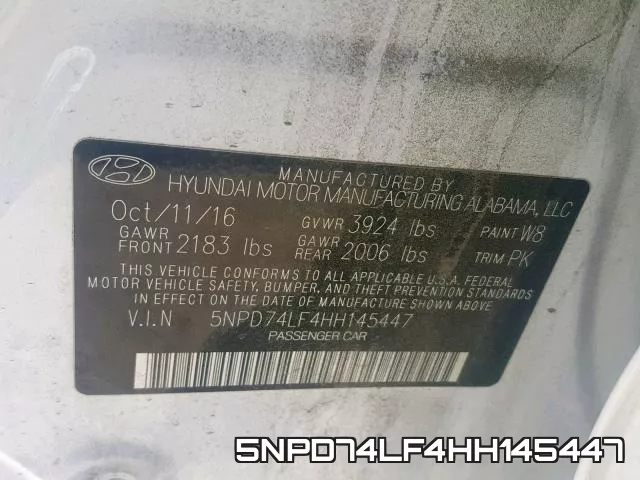 5NPD74LF4HH145447 фото 2