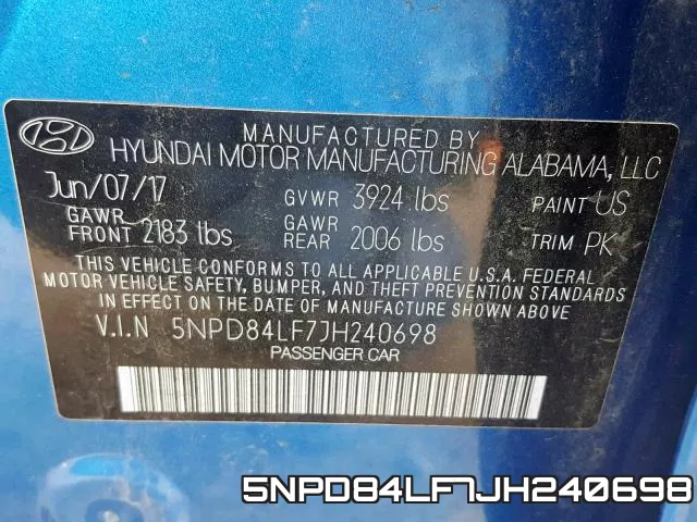 5NPD84LF7JH240698 фото 2