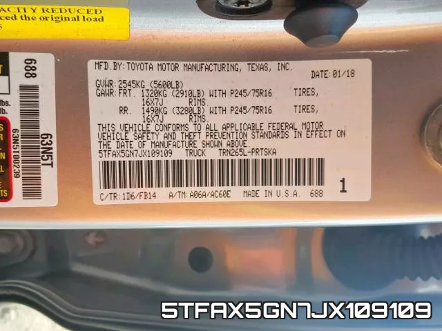 5TFAX5GN7JX109109 фото 2