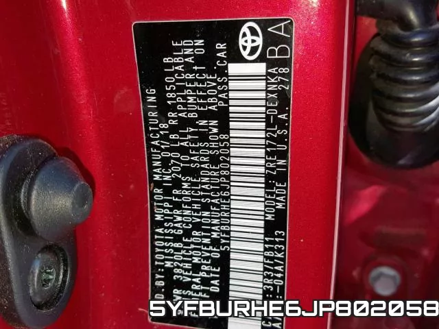 5YFBURHE6JP802058 фото 2