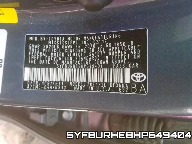 5YFBURHE8HP649404 фото 2