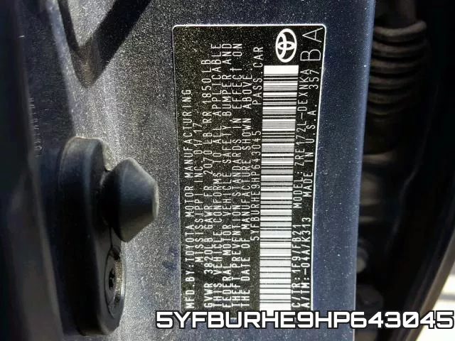 5YFBURHE9HP643045 фото 2