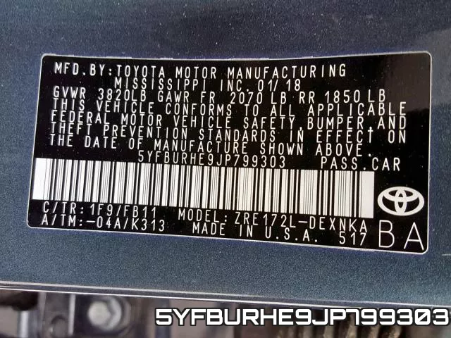 5YFBURHE9JP799303 фото 2