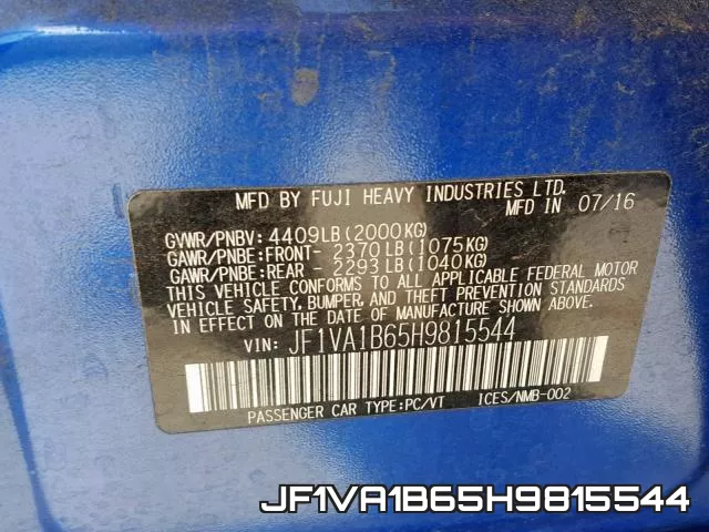 JF1VA1B65H9815544 фото 2