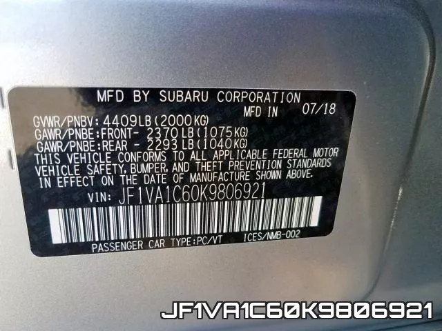 JF1VA1C60K9806921 фото 2