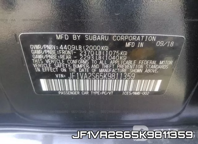 JF1VA2S65K9811359 фото 10