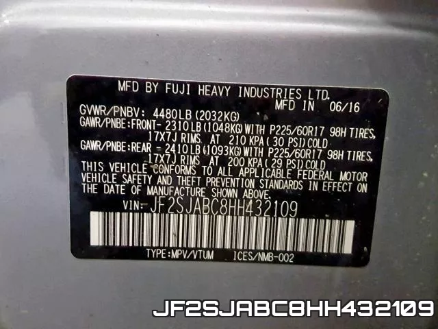 JF2SJABC8HH432109 фото 2