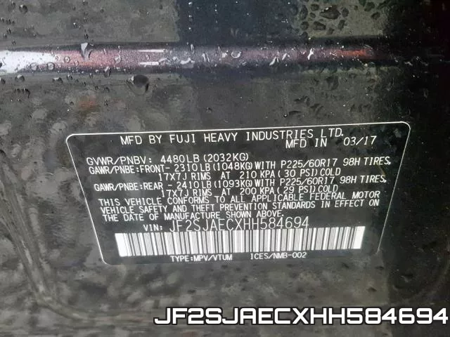JF2SJAECXHH584694 фото 2