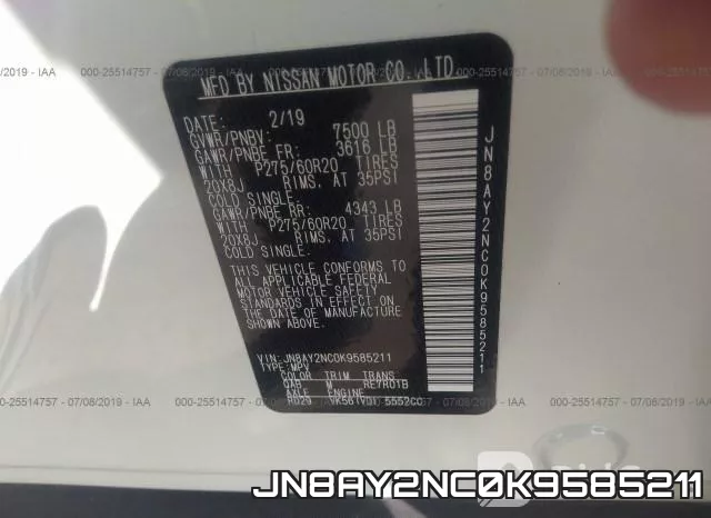JN8AY2NC0K9585211 фото 10