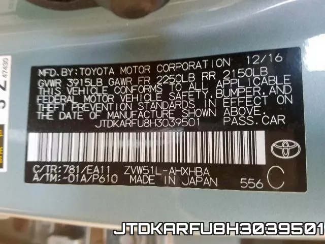JTDKARFU8H3039501 фото 2