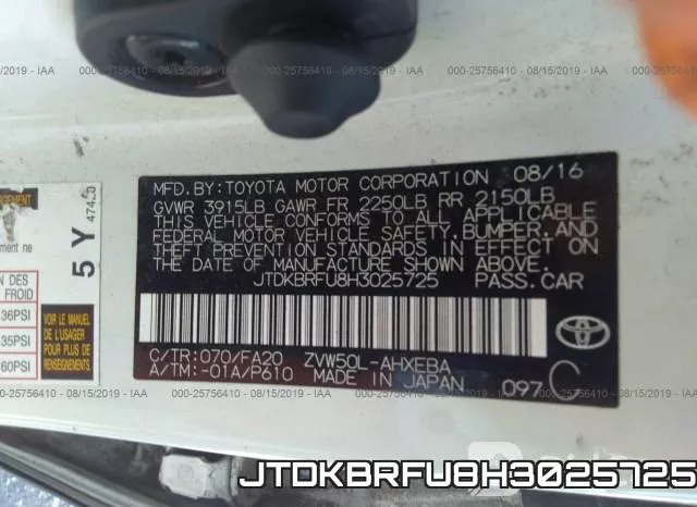 JTDKBRFU8H3025725 фото 9
