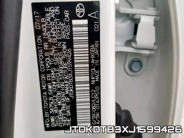 JTDKDTB3XJ1599426 фото 2