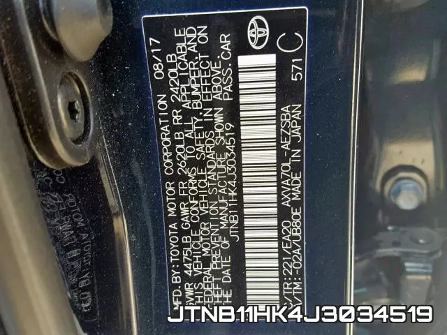 JTNB11HK4J3034519 фото 2