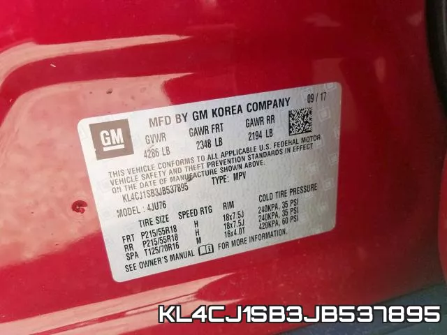 KL4CJ1SB3JB537895 фото 2