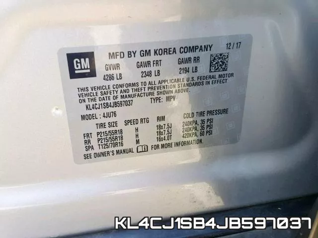 KL4CJ1SB4JB597037 фото 2
