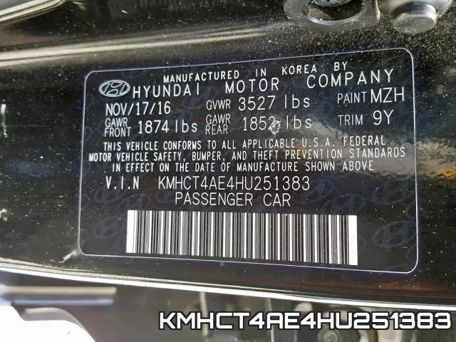 KMHCT4AE4HU251383 фото 2