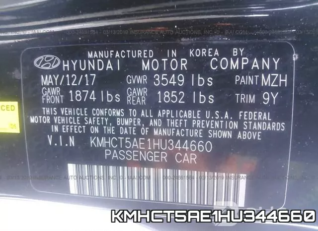KMHCT5AE1HU344660 фото 10