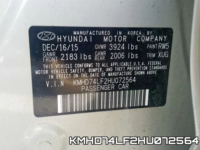 KMHD74LF2HU072564 фото 2