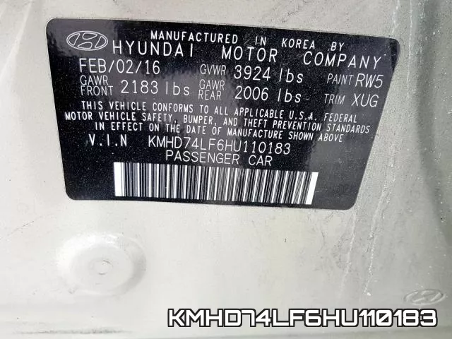 KMHD74LF6HU110183 фото 2