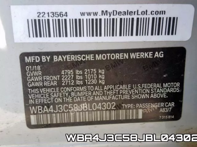 WBA4J3C58JBL04302 фото 2