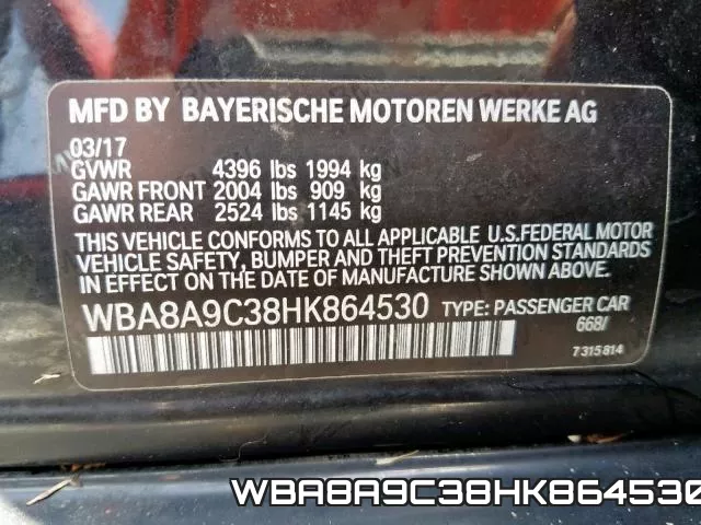 WBA8A9C38HK864530 фото 2