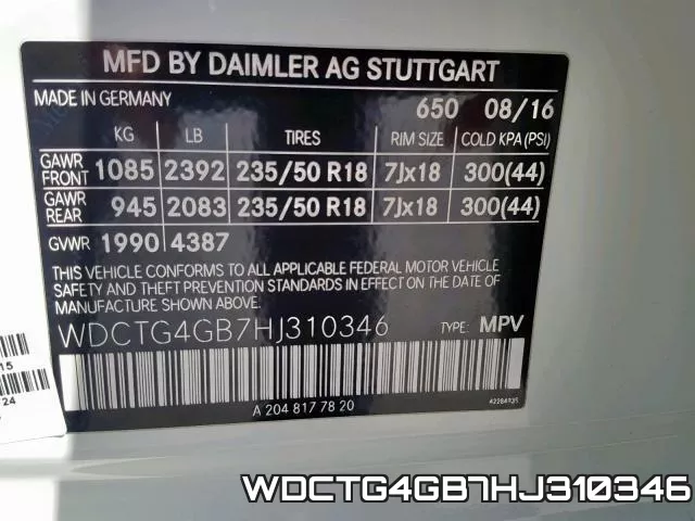 WDCTG4GB7HJ310346 фото 2