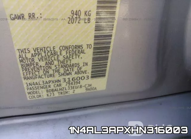 1N4AL3APXHN316003 фото 10