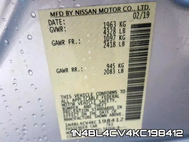 1N4BL4CV4KC198412 фото 2