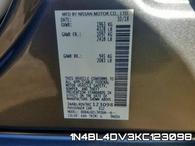 1N4BL4DV3KC123098 фото 2