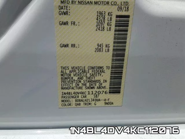 1N4BL4DV4KC112076 фото 2