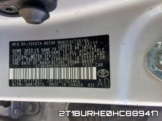 2T1BURHE0HC889417 фото 2