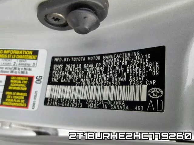 2T1BURHE2HC779260 фото 2