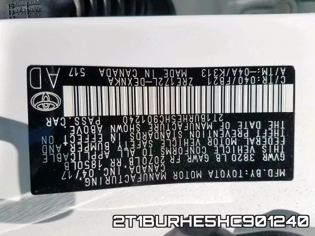 2T1BURHE5HC901240 фото 2