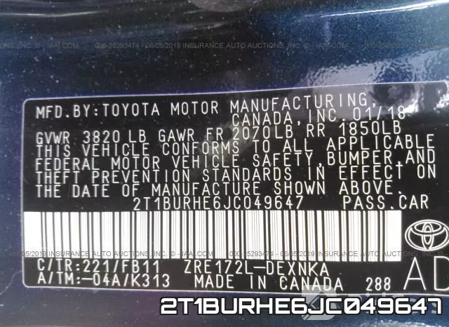 2T1BURHE6JC049647 фото 10
