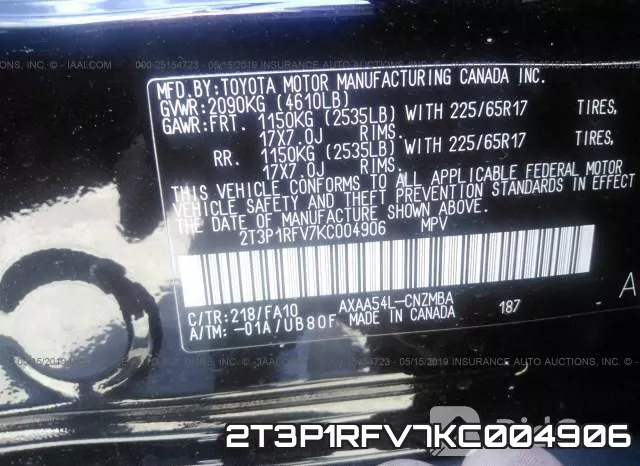 2T3P1RFV7KC004906 фото 10